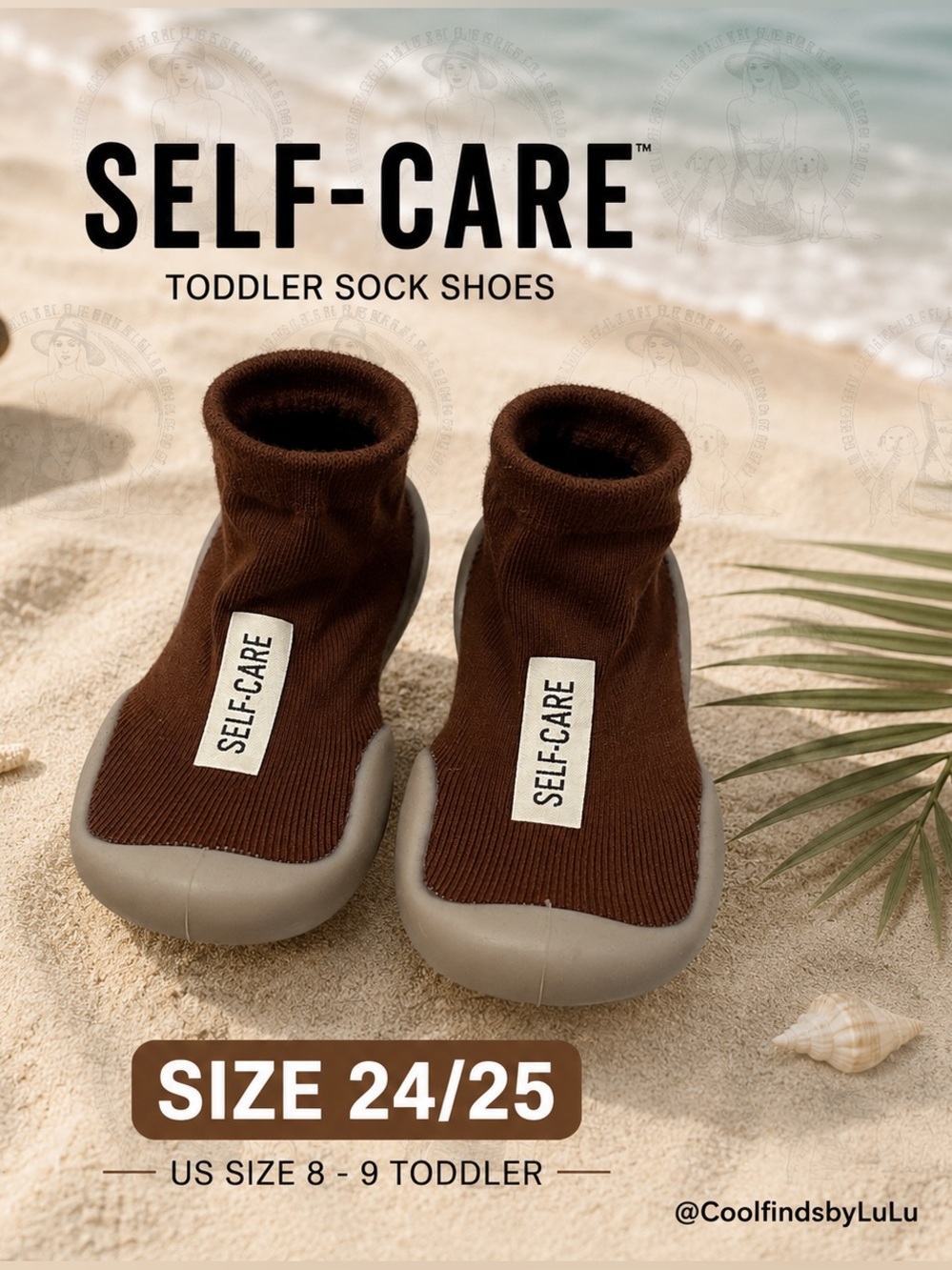 NWOT BROWN SELF-CARE Toddler Sock Shoes – Size 24/25 (US Toddler 8–9)